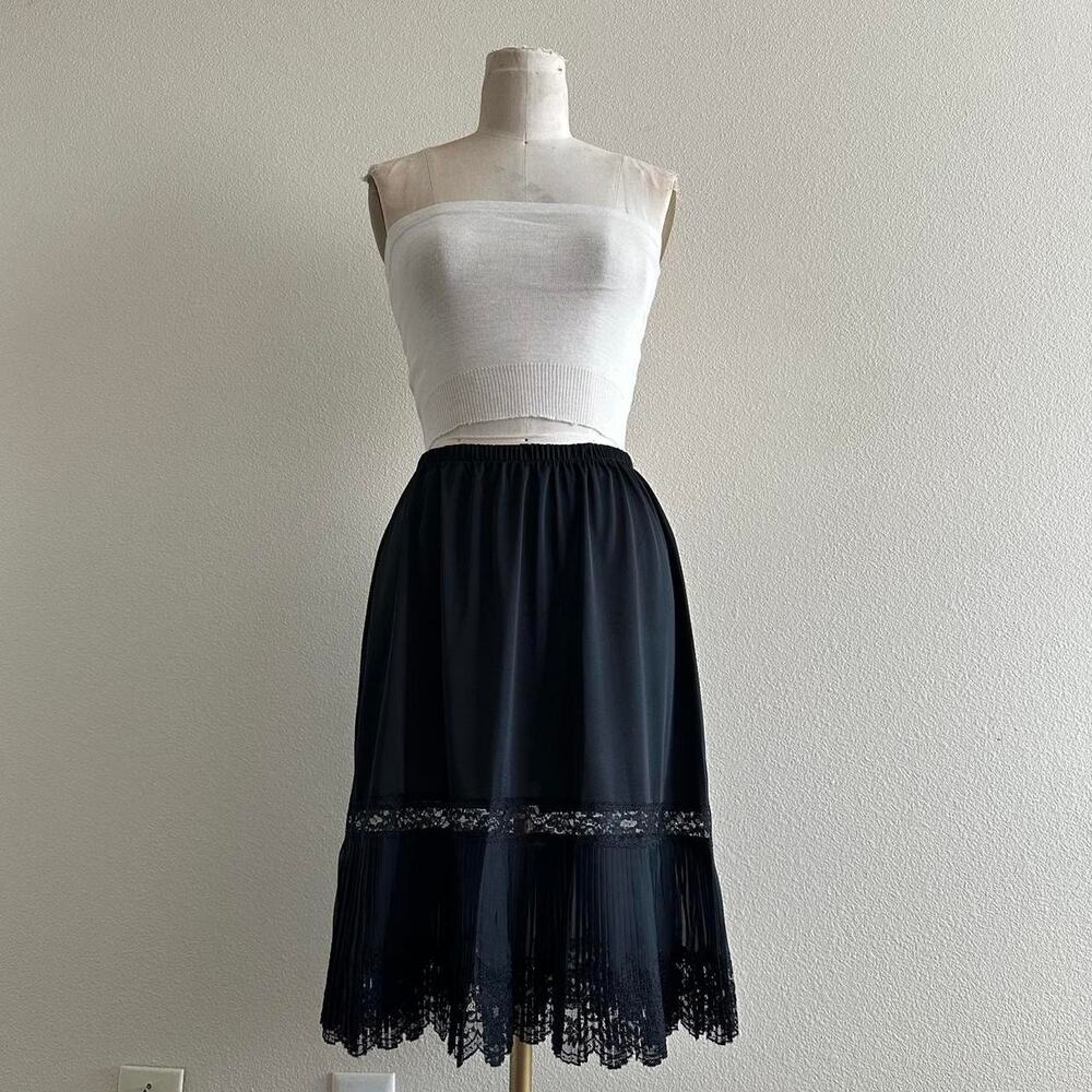 handmade dainty black satin micro midi skirt